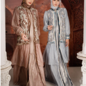 elegant luxury inner outer dress grayishblue,